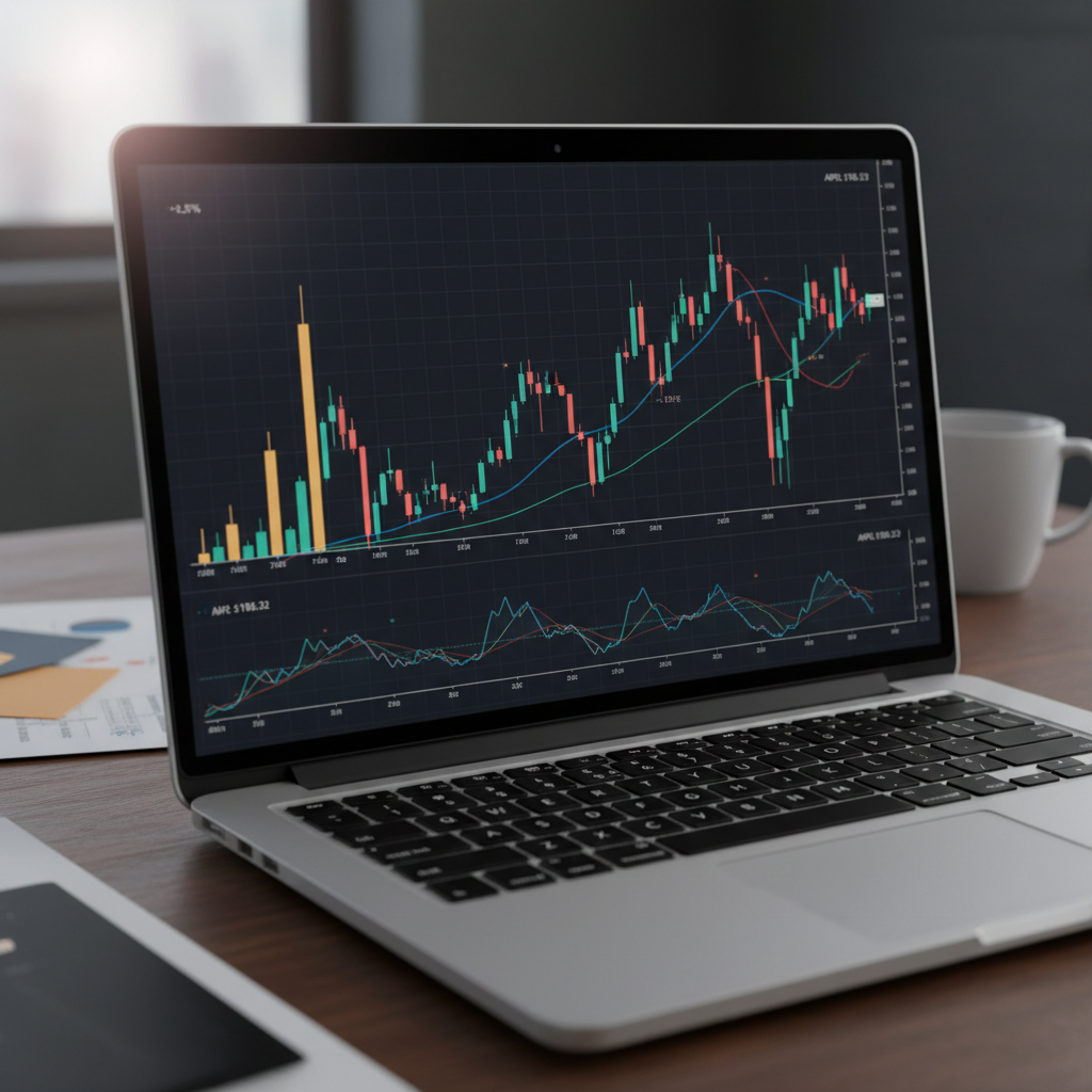 Financial charts and graphs on a computer screen showing market trends