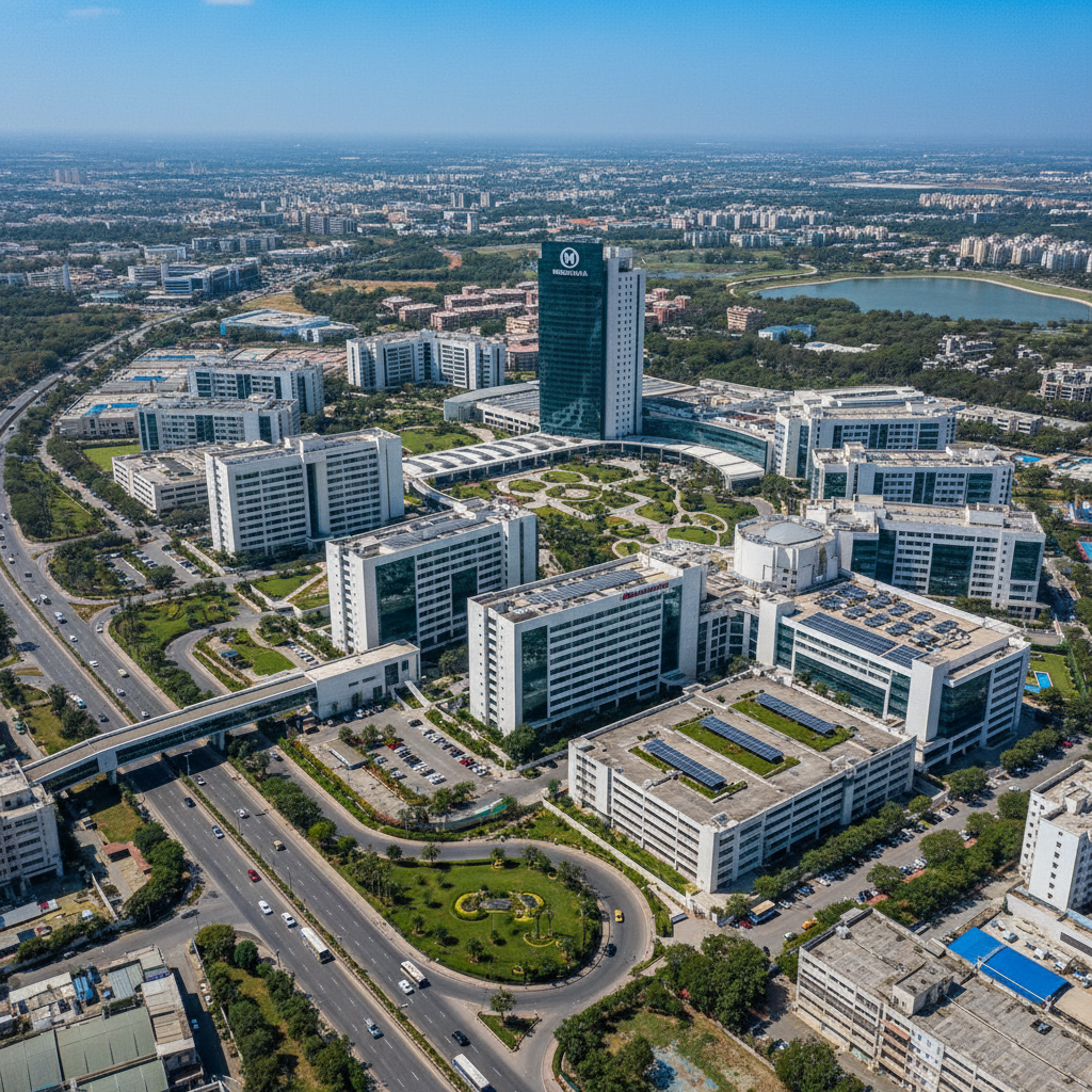 Gulf Medical Group multi-specialty hospital project showing modern healthcare facility with state-of-the-art infrastructure in Abu Dhabi