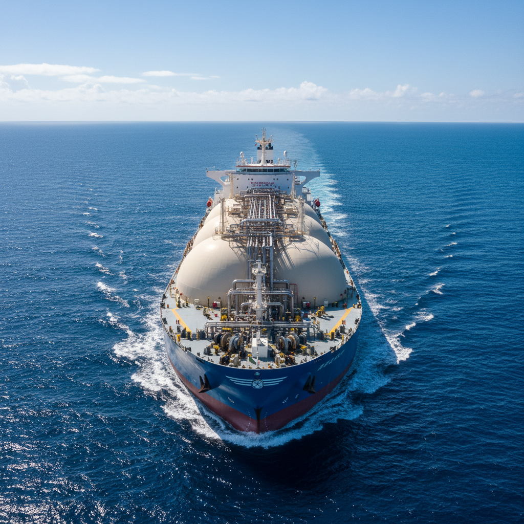Large oil tanker vessel navigating open sea, industrial maritime shipping