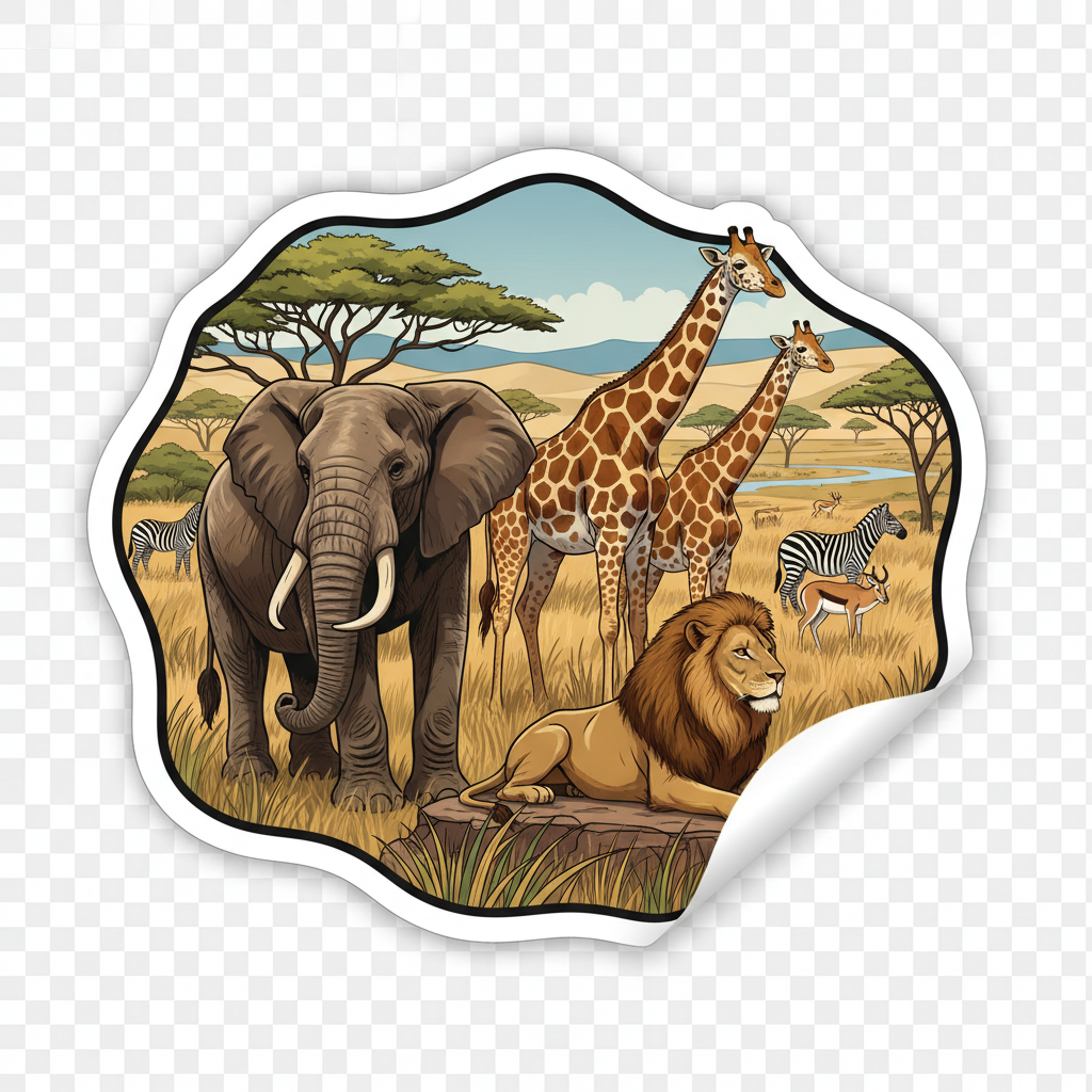 Jungle safari coloring book with lions elephants giraffes and wild animal illustrations for children