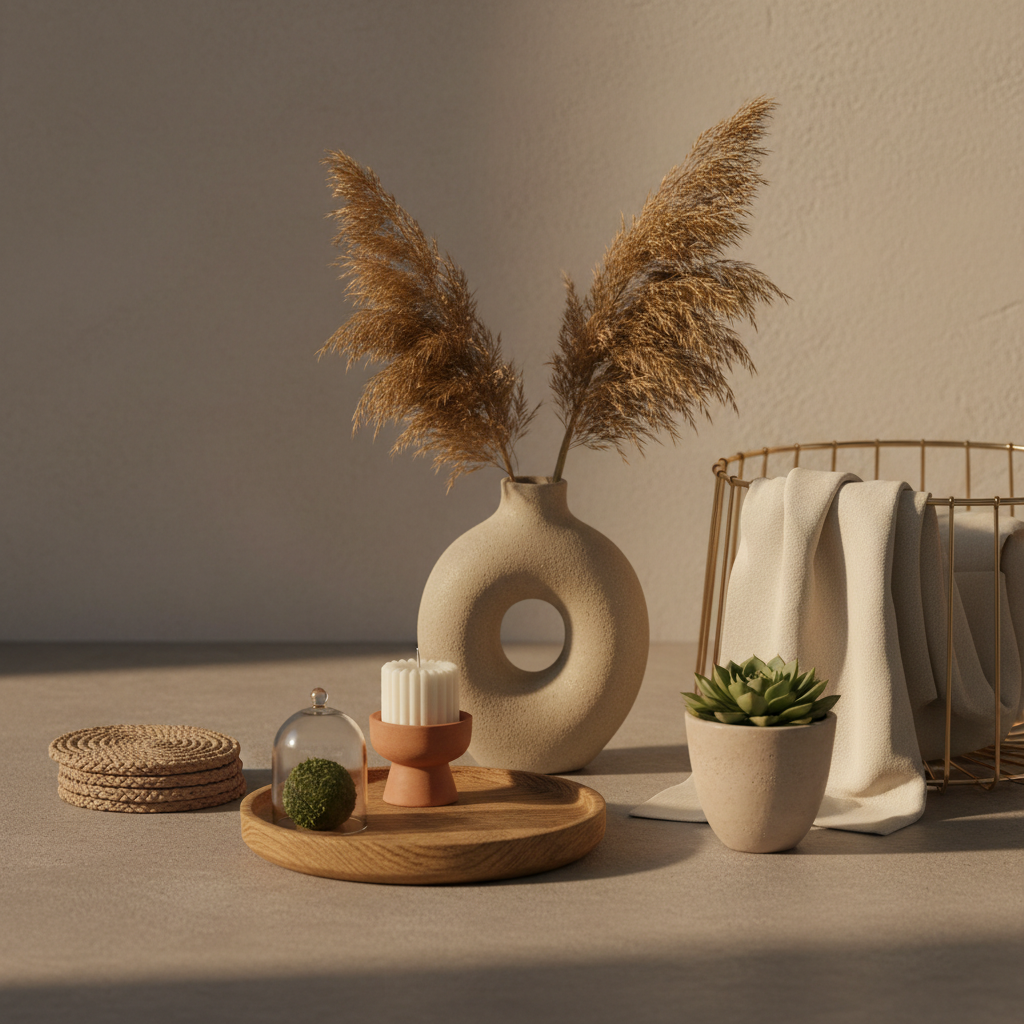 Lifestyle home goods shoot with natural textures and mood