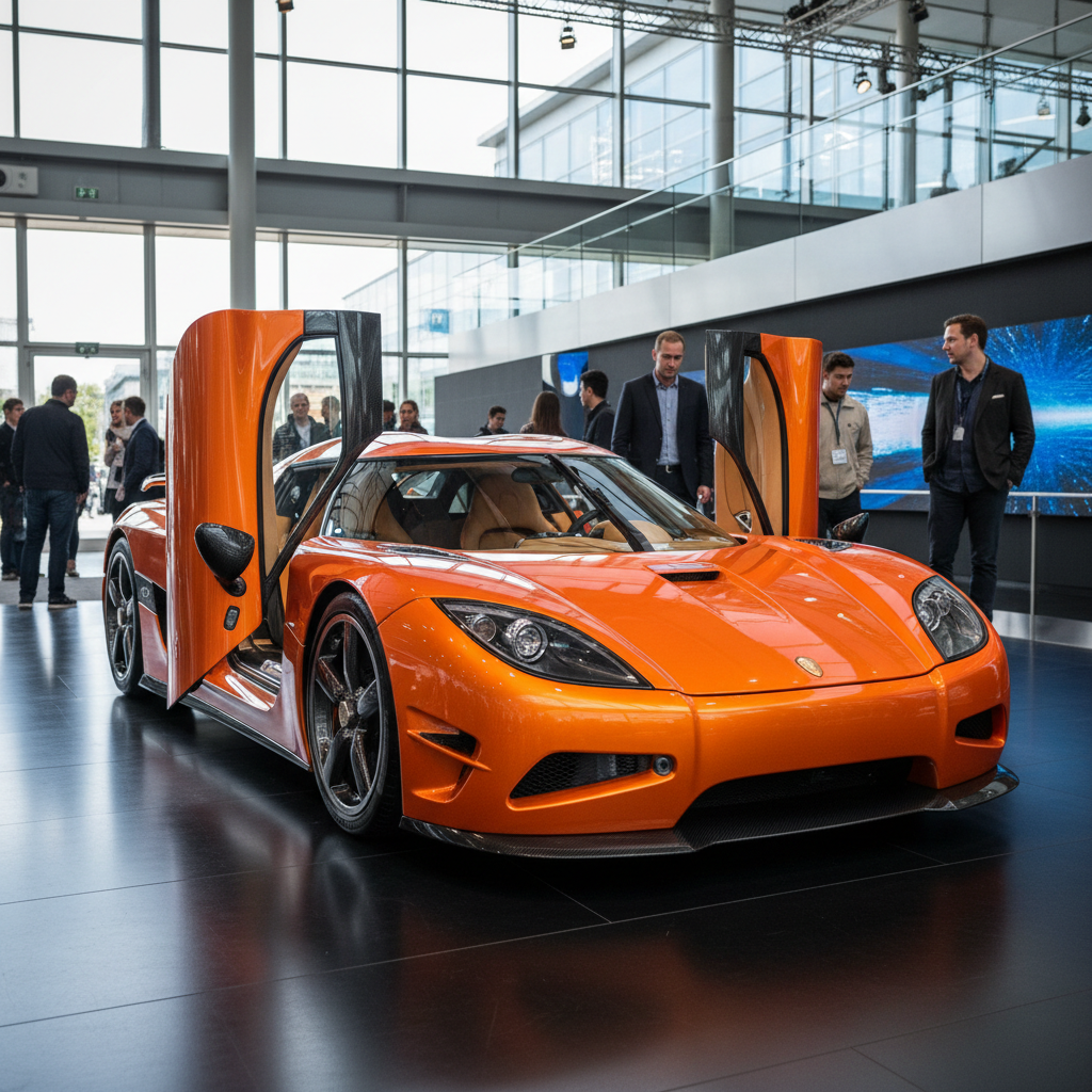 Koenigsegg hypercar on a winding road — the Swedish supercar brand known for world speed records and extreme rarity