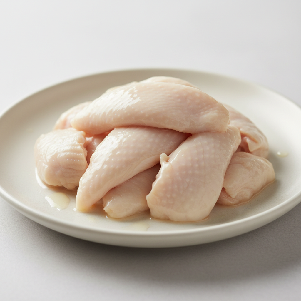 Whole raw turkey wings on white background, clean studio lighting, professional food photography