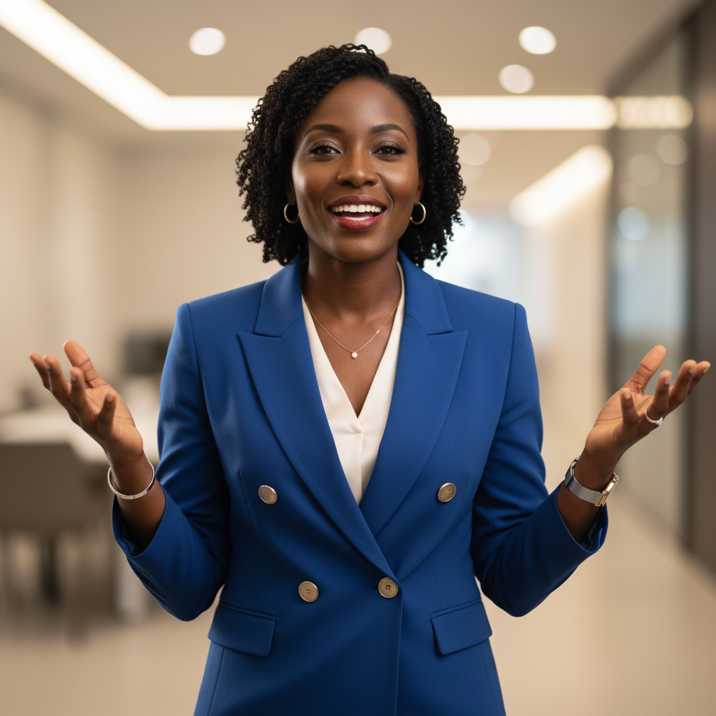 Professionnel africain en entretien de recrutement avec une candidate dans un environnement corporate