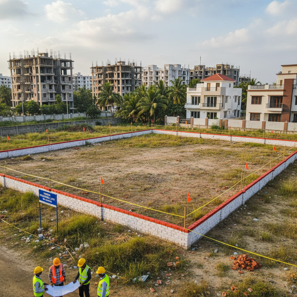 Residential plot with clear boundary walls in Sarjapur Road Bengaluru
