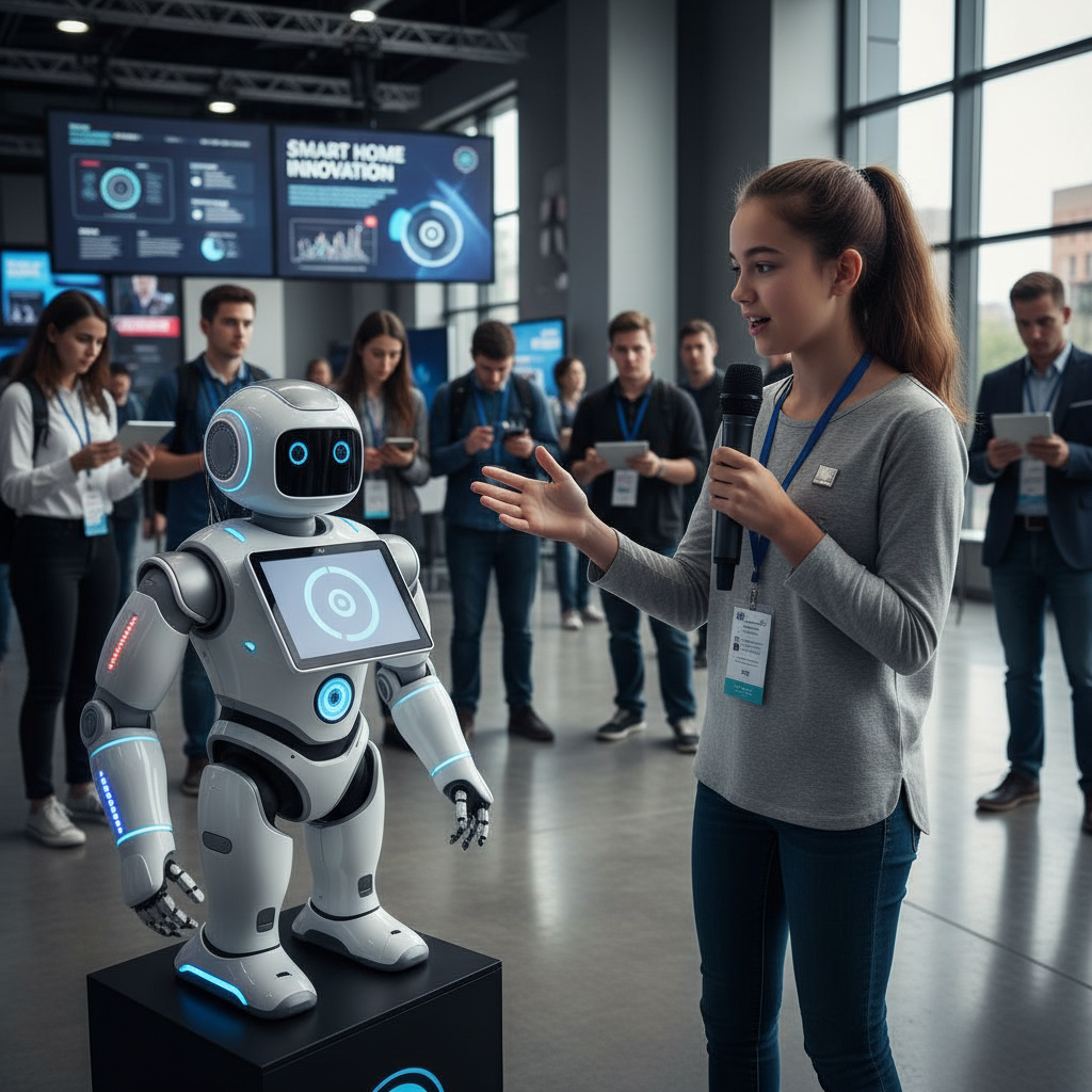 Completed robot project with LED lights