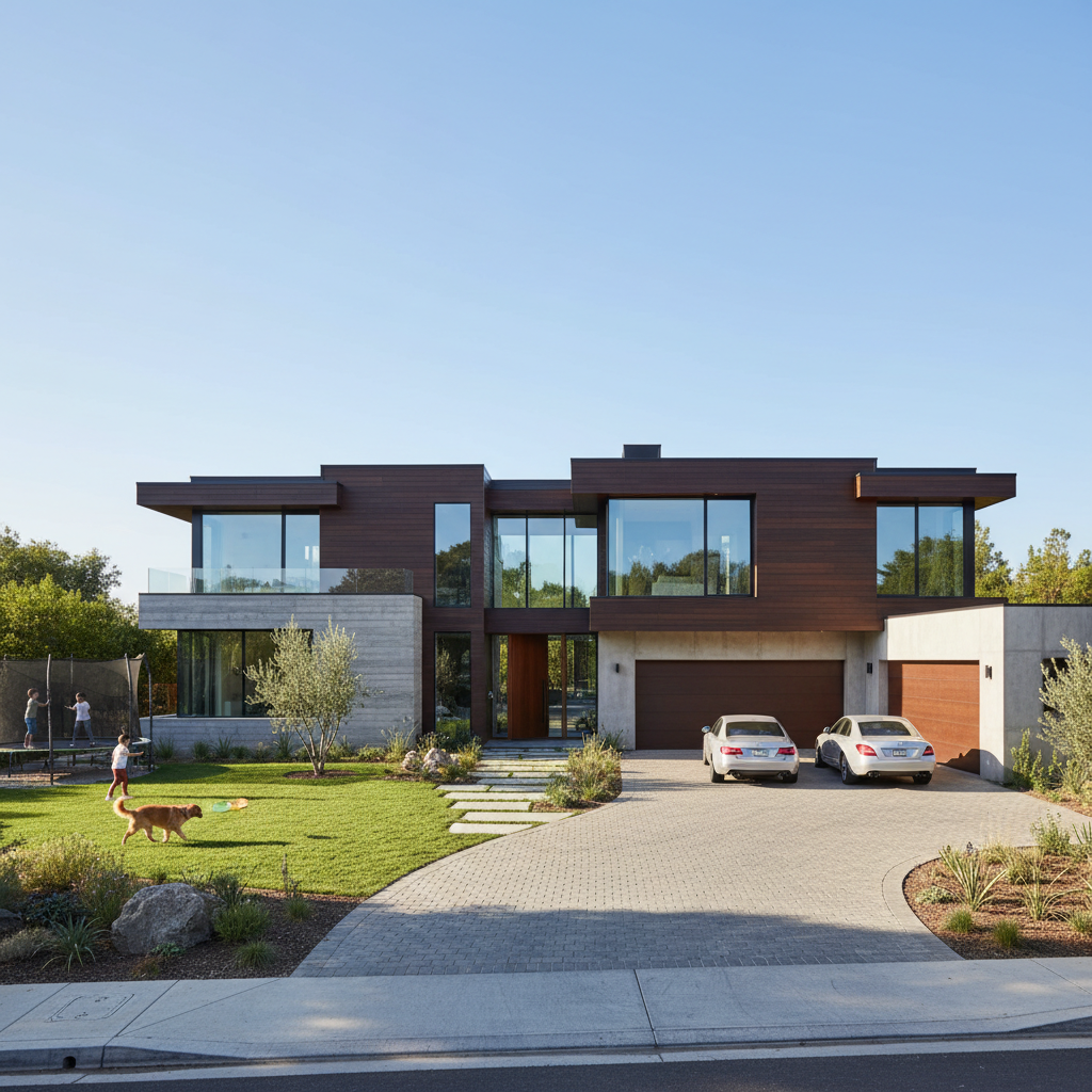 Modern family home with garden and driveway