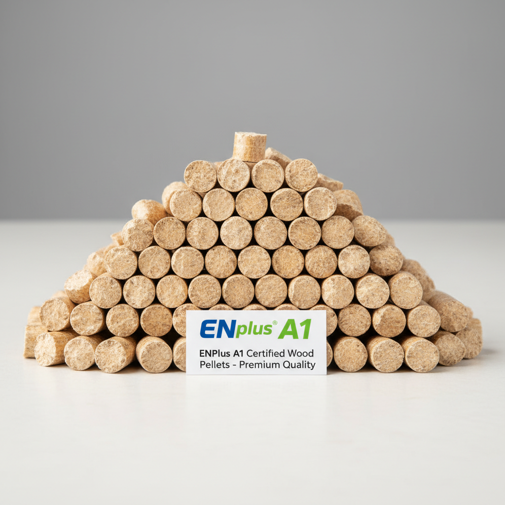 Different grades of wood pellets showing quality comparison