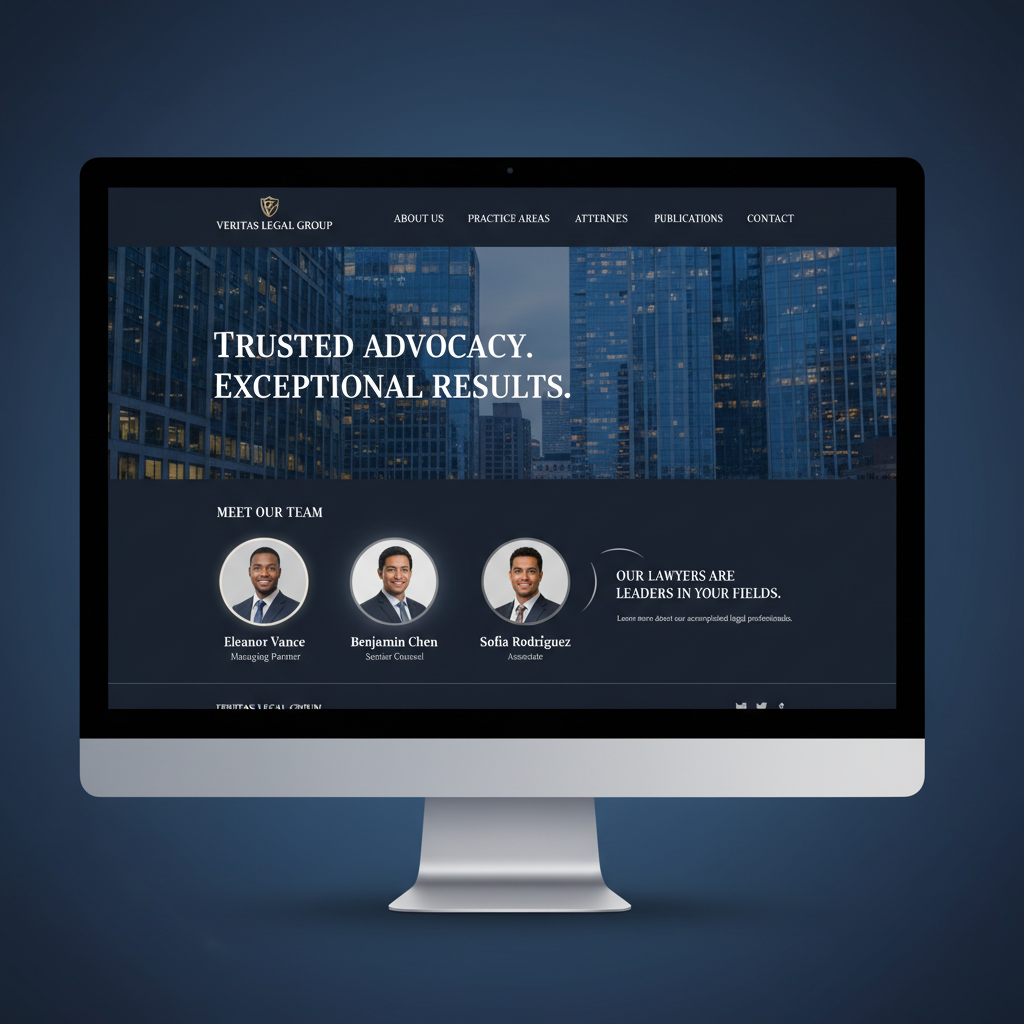 Cluttered law firm website with small unreadable text, no clear hierarchy, outdated blue-grey design on white background