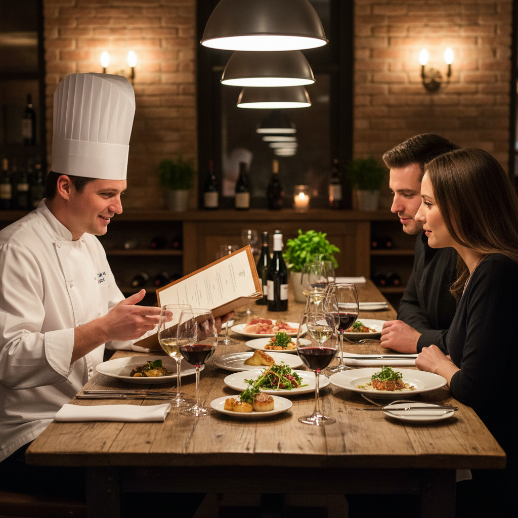 Elegant private dining table set for an intimate chef partnership dinner