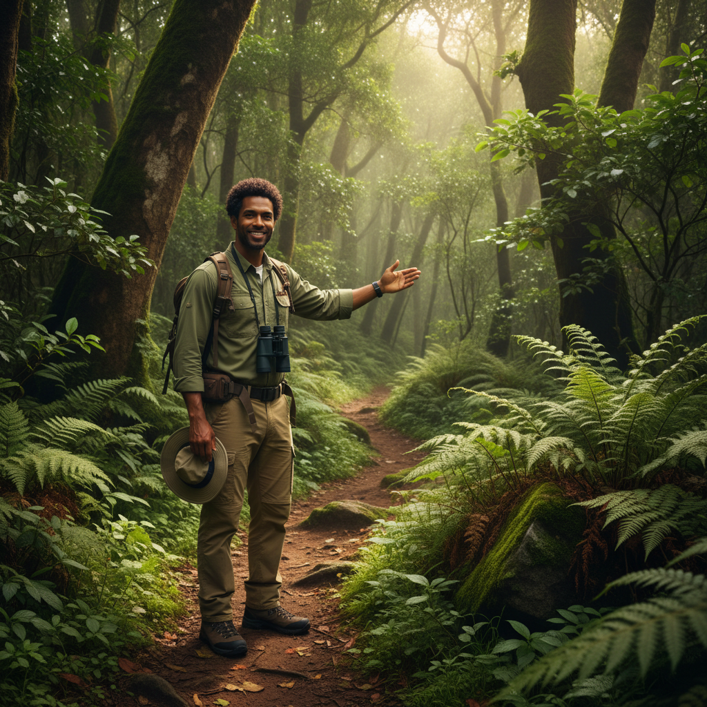 Elvis Stedman experienced Dominican nature guide with friendly confident expression in outdoor setting