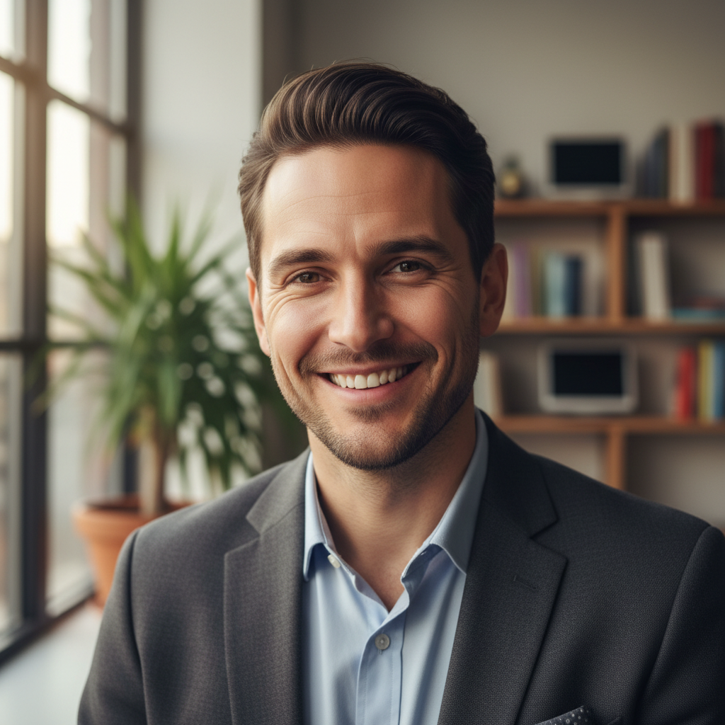 Portrait of successful tech entrepreneur