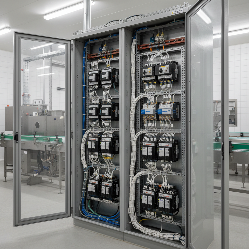 Custom engineered electrical control panel with specialized instrumentation for a chemical process plant