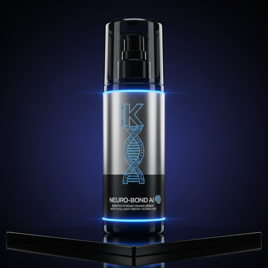 Elegant hair scalp serum bottle on white background soft warm accent lighting luxury beauty