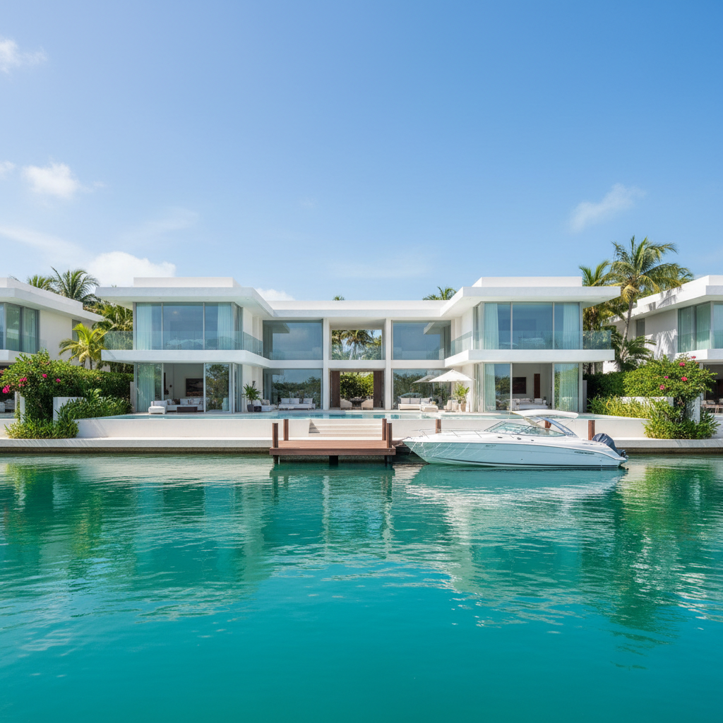 White lagoon villa with private dock and speedboat in El Gouna marina