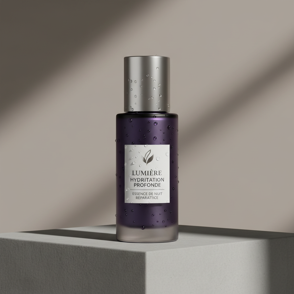 Beauty product launch campaign with dramatic studio lighting and product close-ups