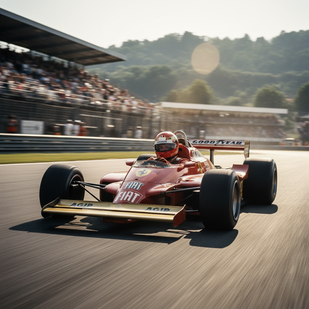 Ferrari Formula 1 car red livery on track, Scuderia Ferrari F1 racing car side view