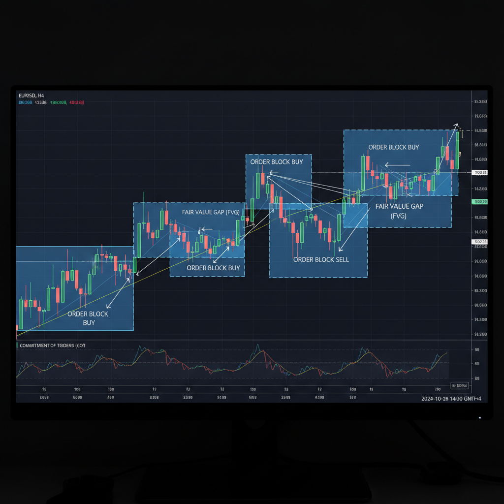 BTC/USDT 4-hour chart showing bullish break of structure and fair value gap on cryptocurrency exchange