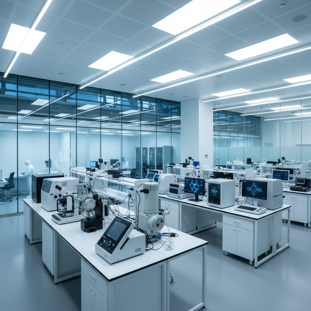 Modern school science laboratory with equipment