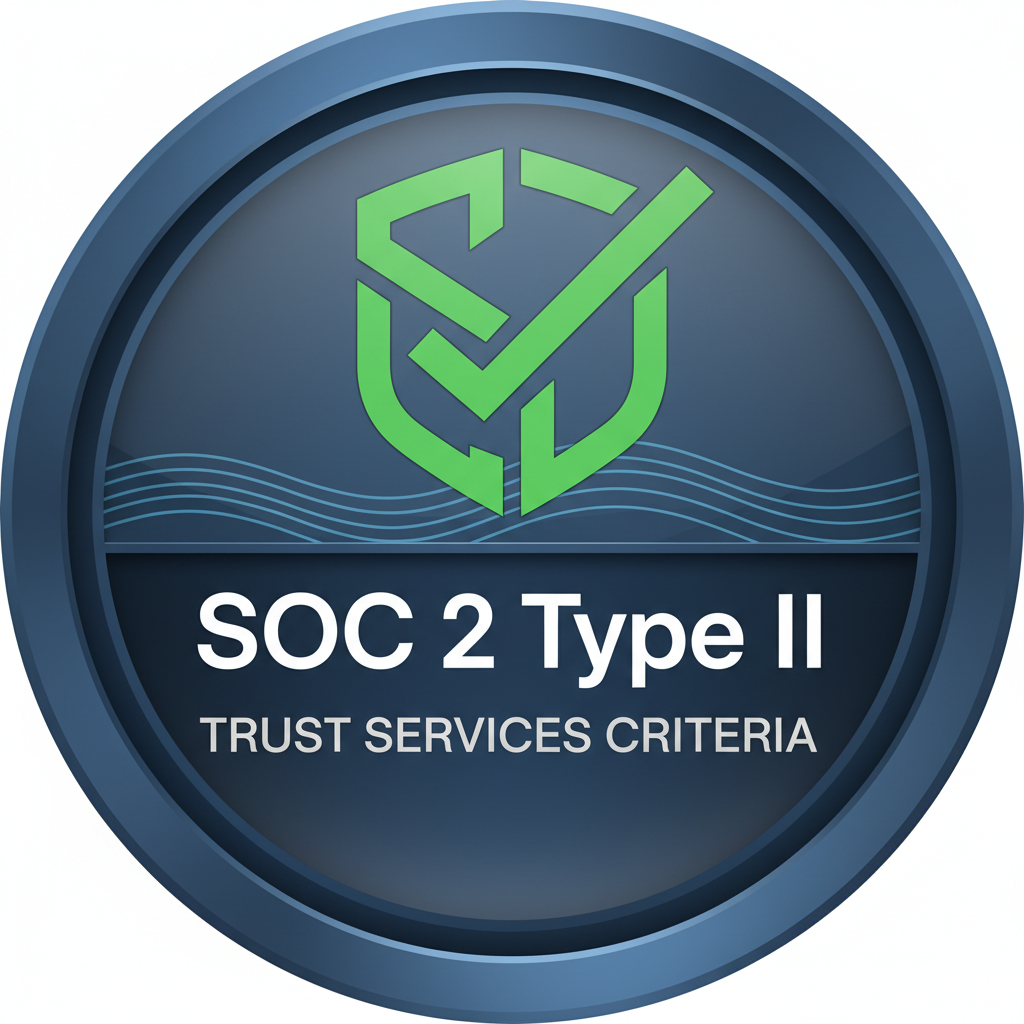 SOC 2 Type II audit report badge with green checkmark and security icons