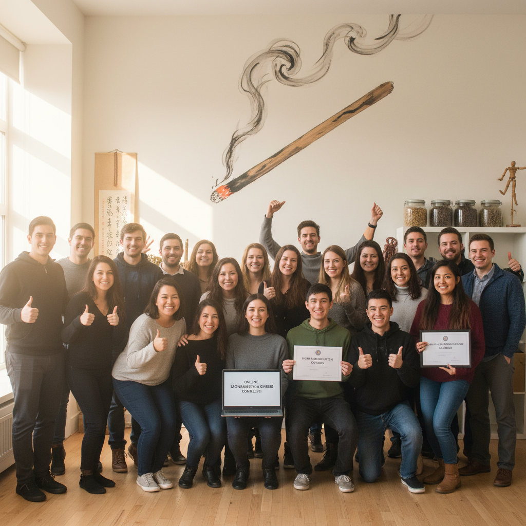 Group of graduates holding their EduCASyon certificates, smiling proudly in the classroom