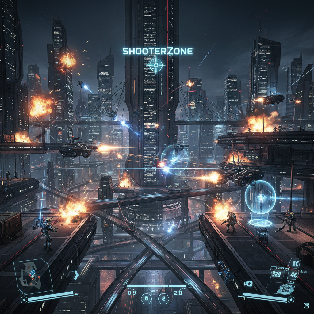 Dark shooter game with aggressive visual effects