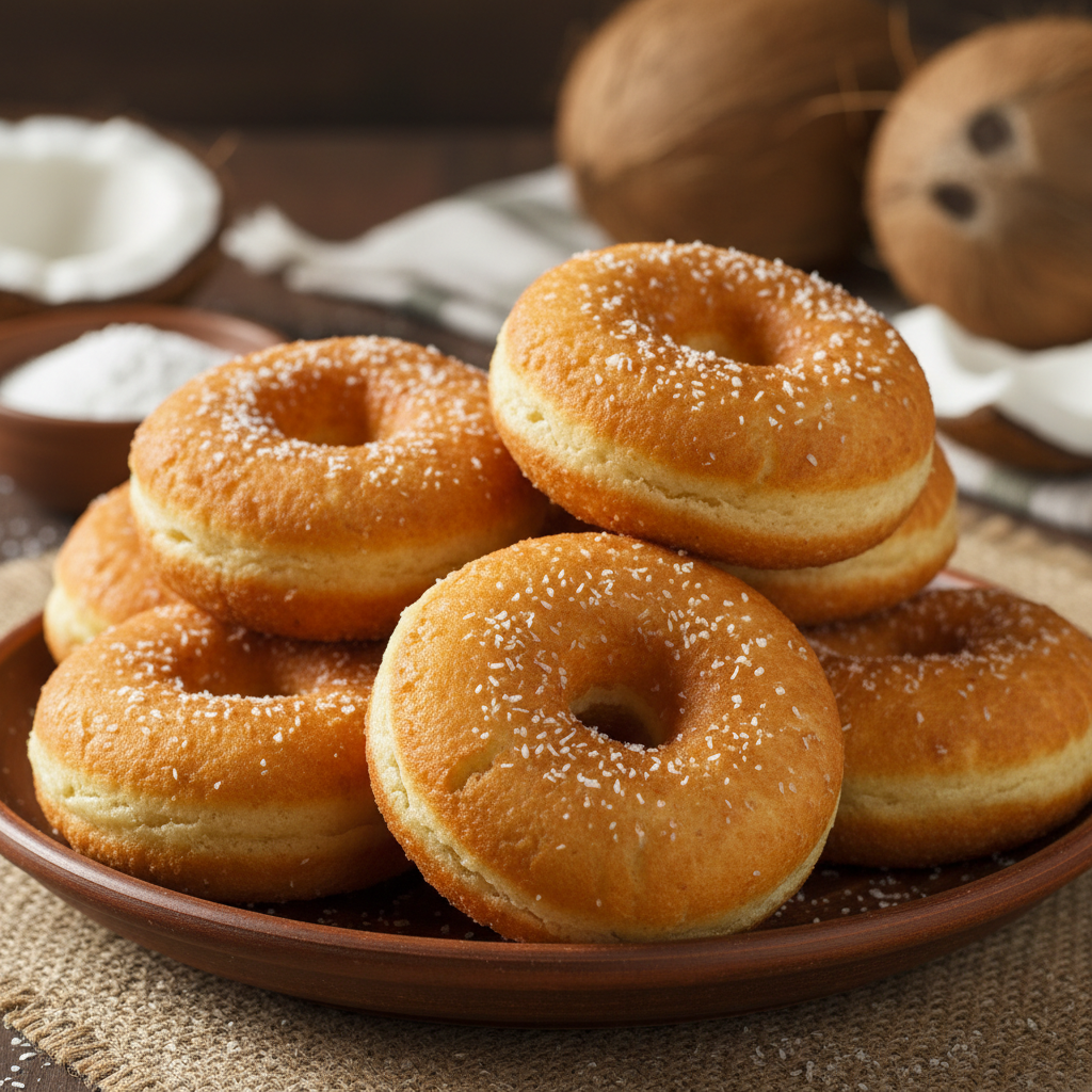 Mahamri coconut doughnuts on brown paper