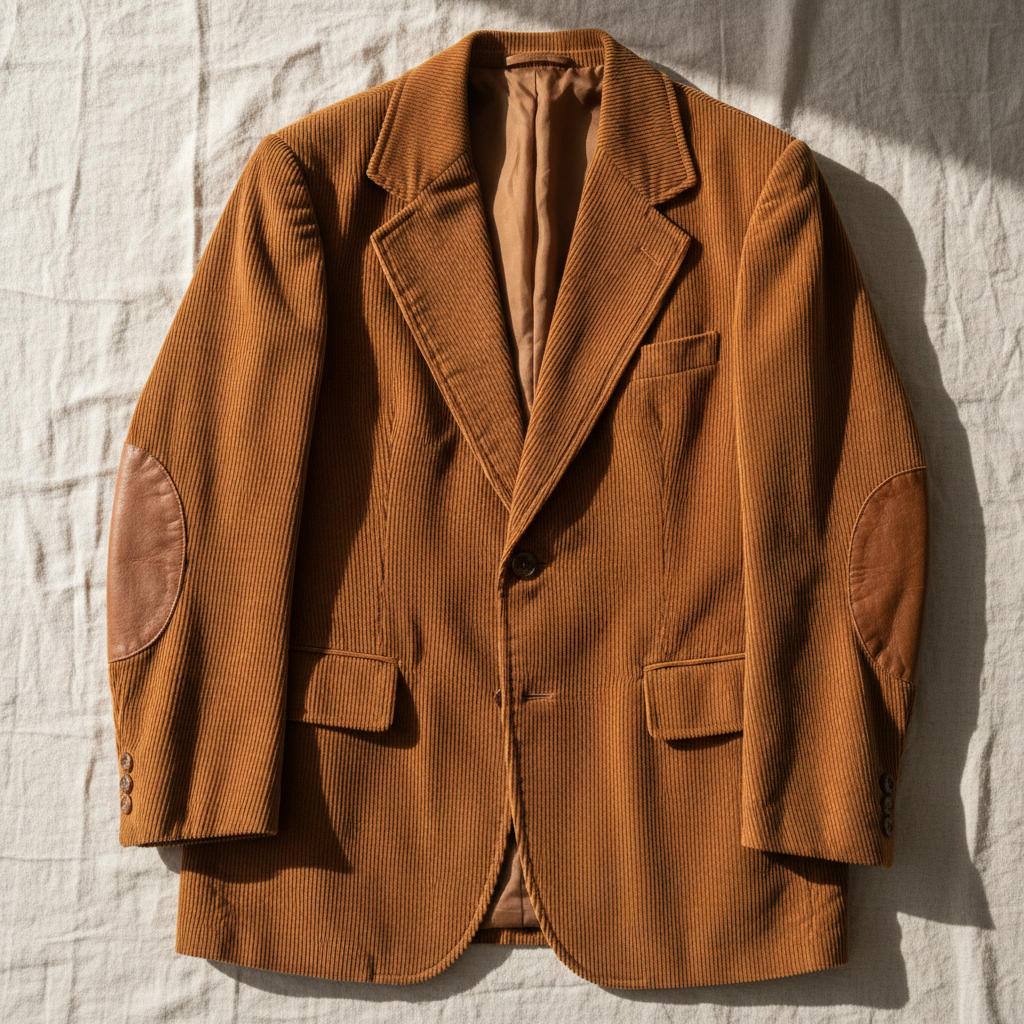 Brown corduroy blazer with wide lapels, 1994 deadstock