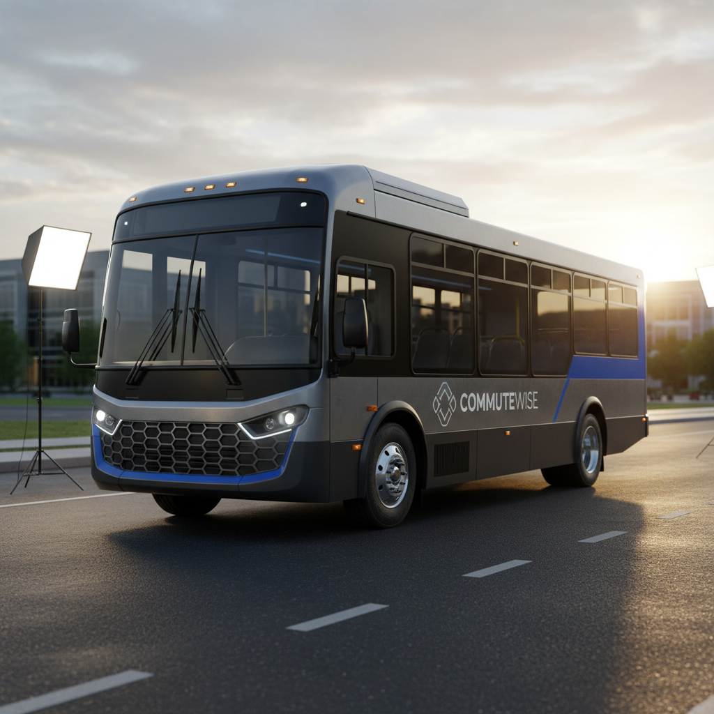 Employee shuttle bus service for corporate transportation, workers boarding charter bus
