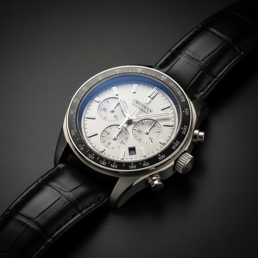Smart watch close-up detail showing premium titanium case and sapphire crystal face