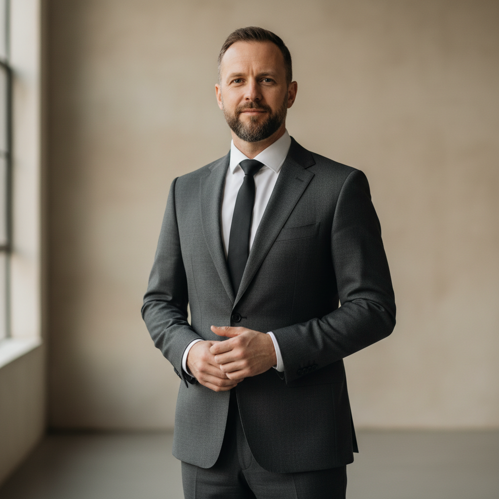 Man with short beard in formal attire