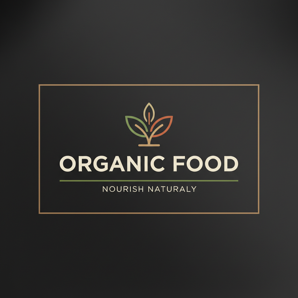 Organic food brand identity design with earthy tones, clean typography on dark background