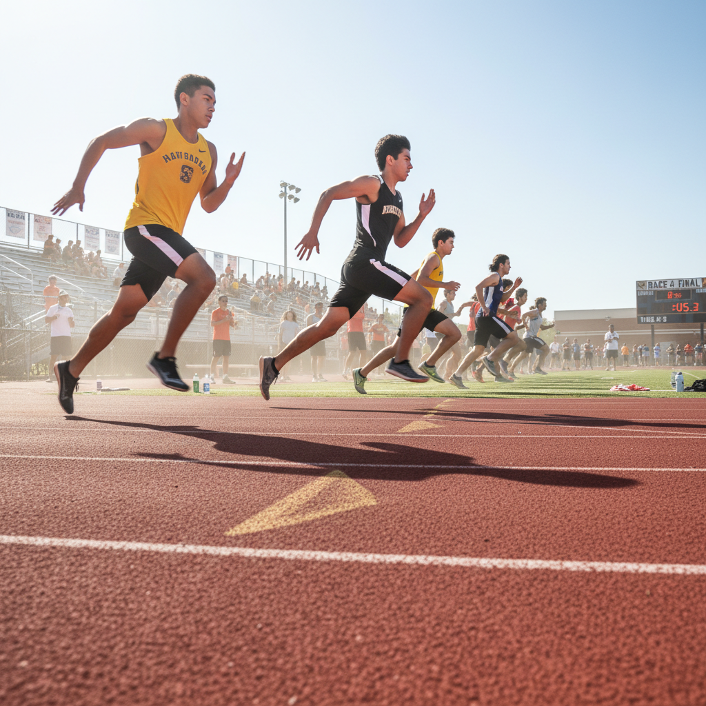 Athletes running on the track during school sports meet