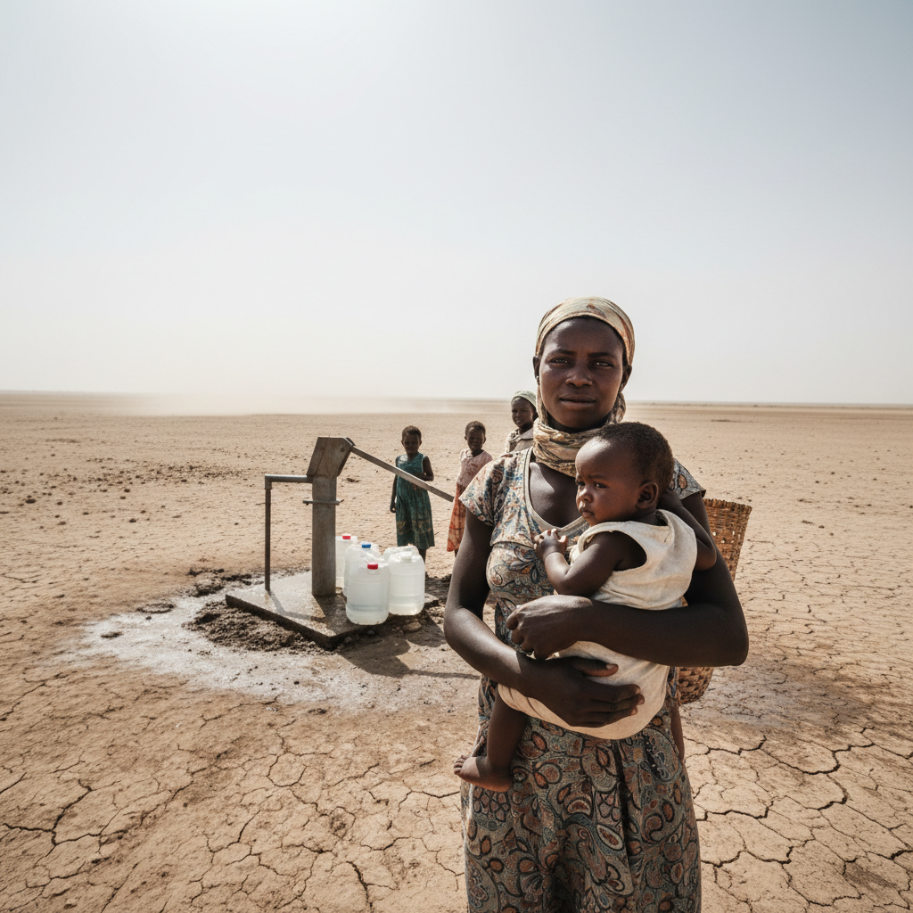 Malawian mother Grace holding her healthy baby, grateful smile, outside her home in Lilongwe