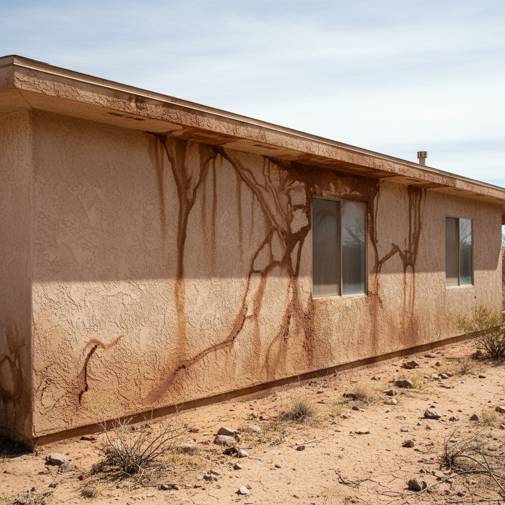 Clean bright stucco home exterior after professional soft washing in Tucson Arizona