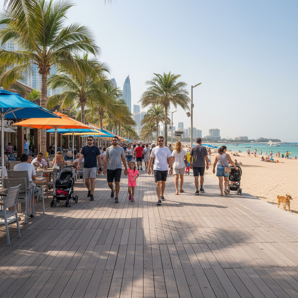 Jumeirah Beach Residence Dubai with beachfront towers and The Walk promenade