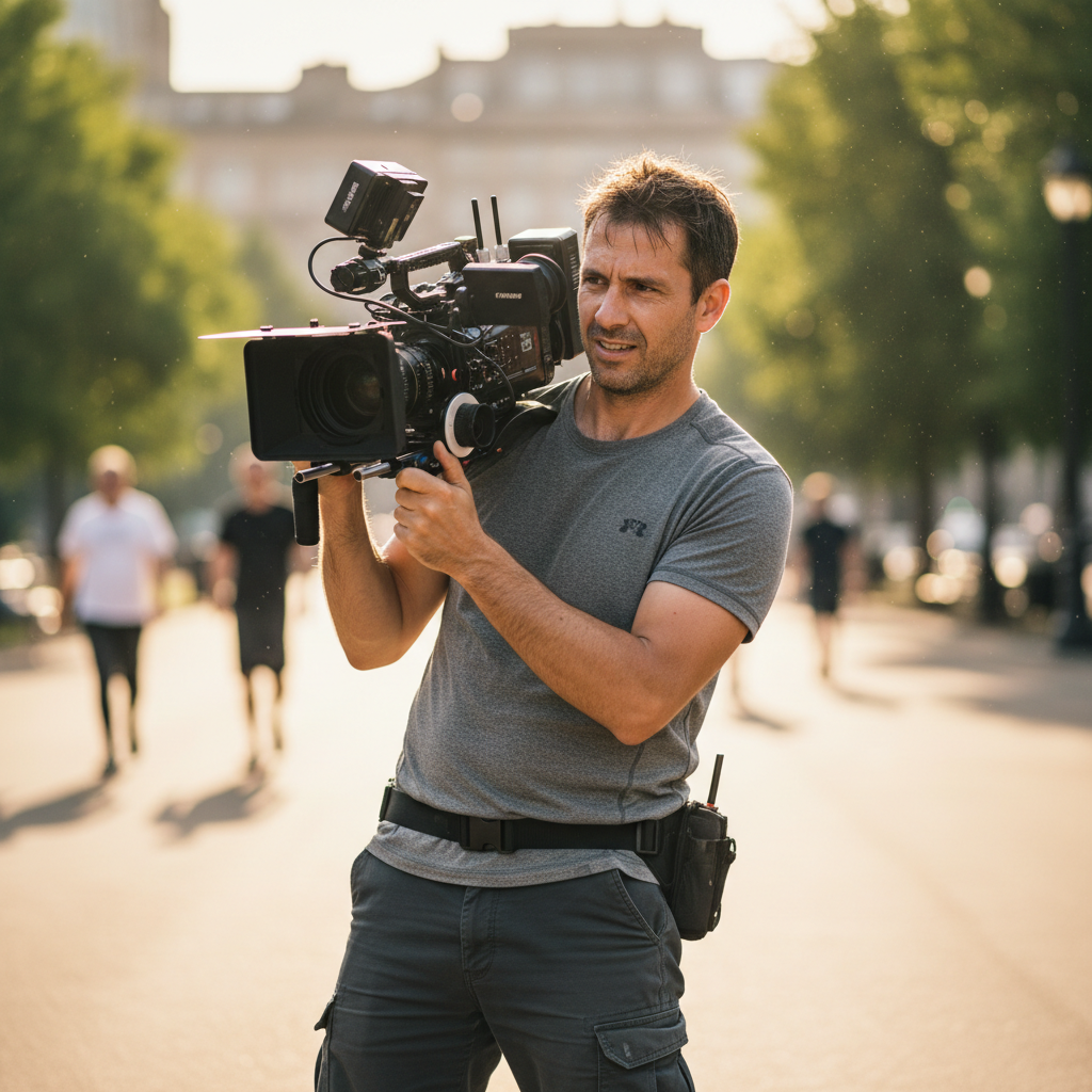 Marcus Webb, male videographer in his mid-30s with short hair
