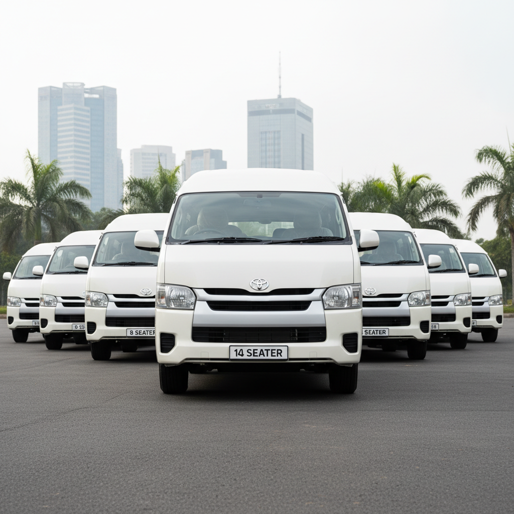 Fleet of branded commercial vans parked in a row, bold business graphics on white vehicles, bright outdoor setting