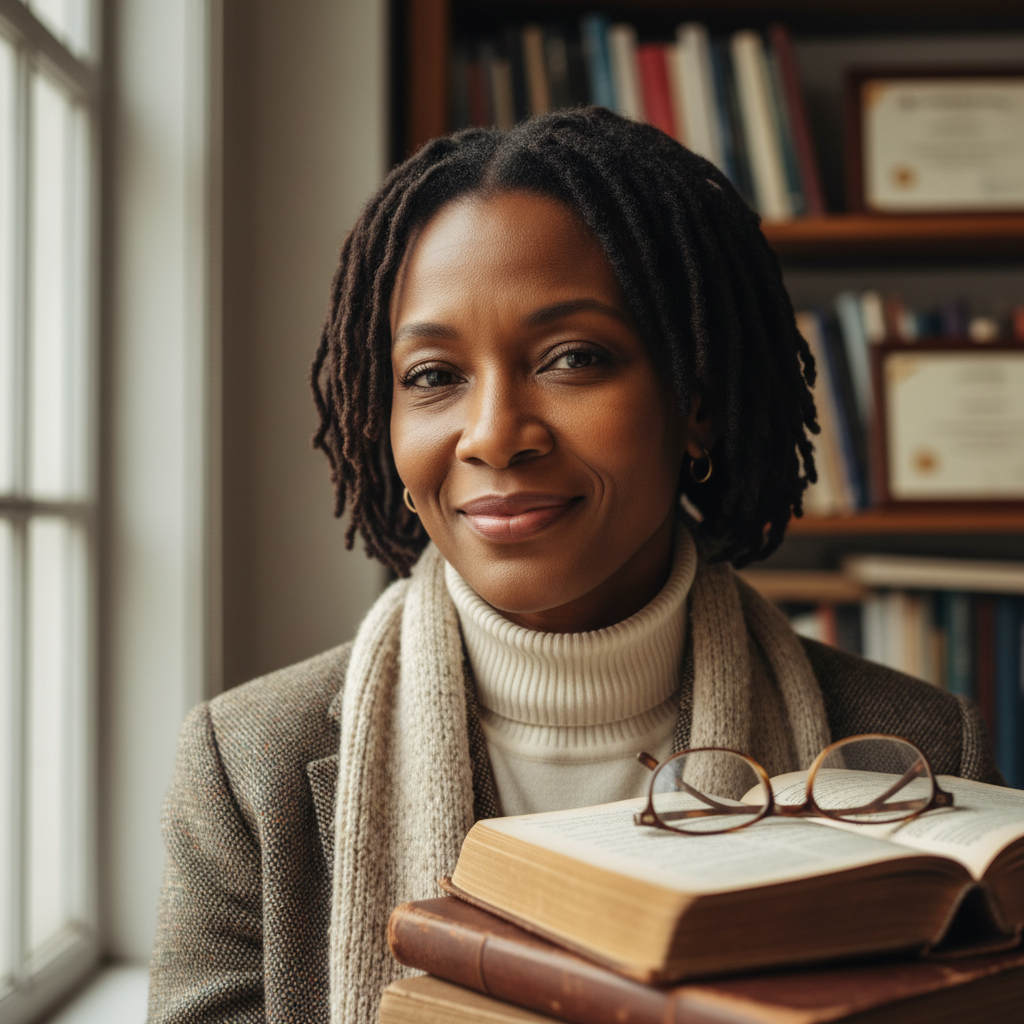 Portrait of an African woman, bright natural light, confident expression