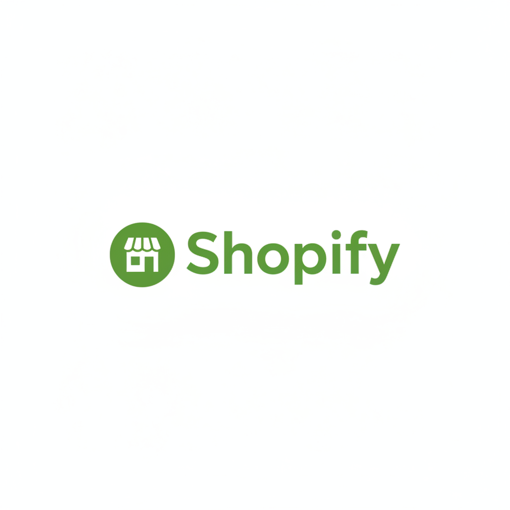Shopify green storefront logo on white background, e-commerce technology company