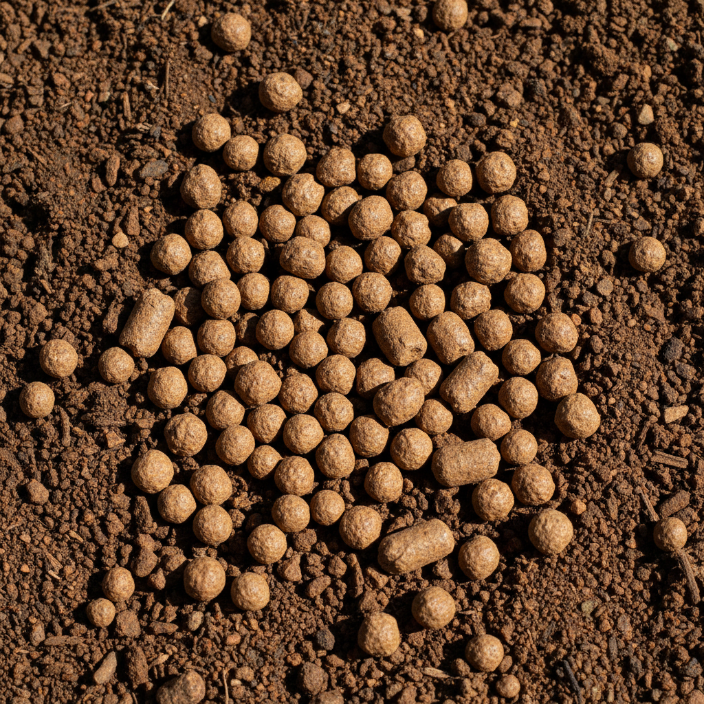 Agricultural fertilizer pellets and organic compost for soil enrichment