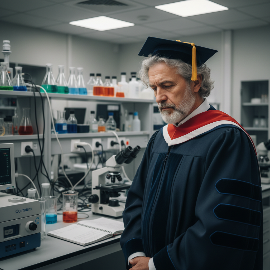 Male professor in formal attire in academic office