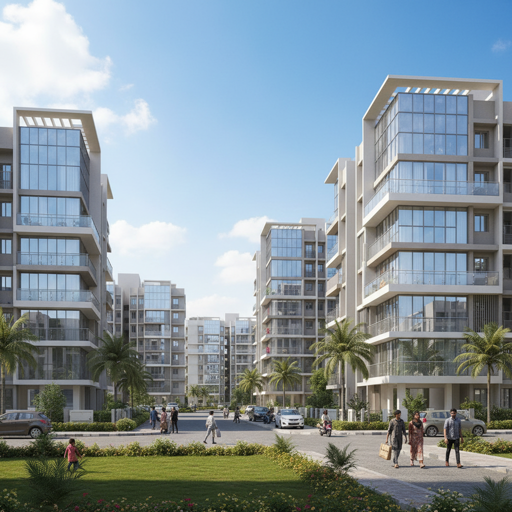 Residential neighbourhood in Hubli with modern apartments