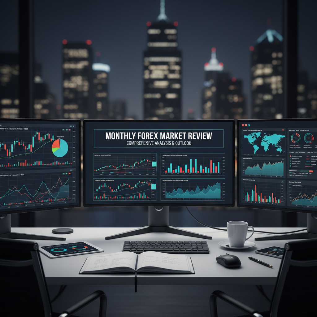 Forex trader reviewing charts on laptop in bright, modern workspace with natural light