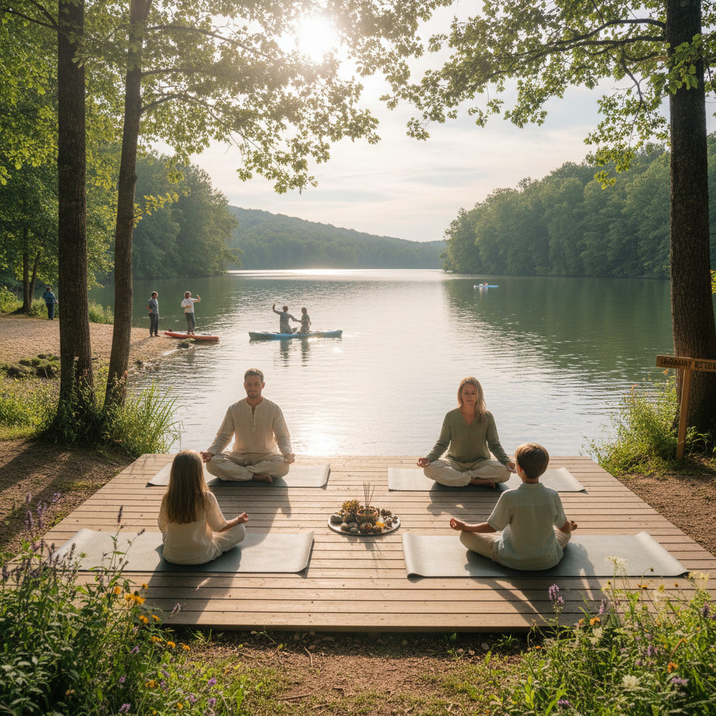 Family healing retreat by the lake