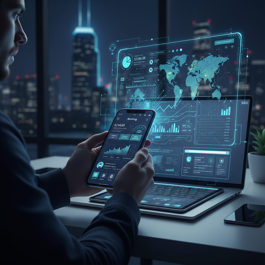 Person using smartphone for WhatsApp sales in modern office