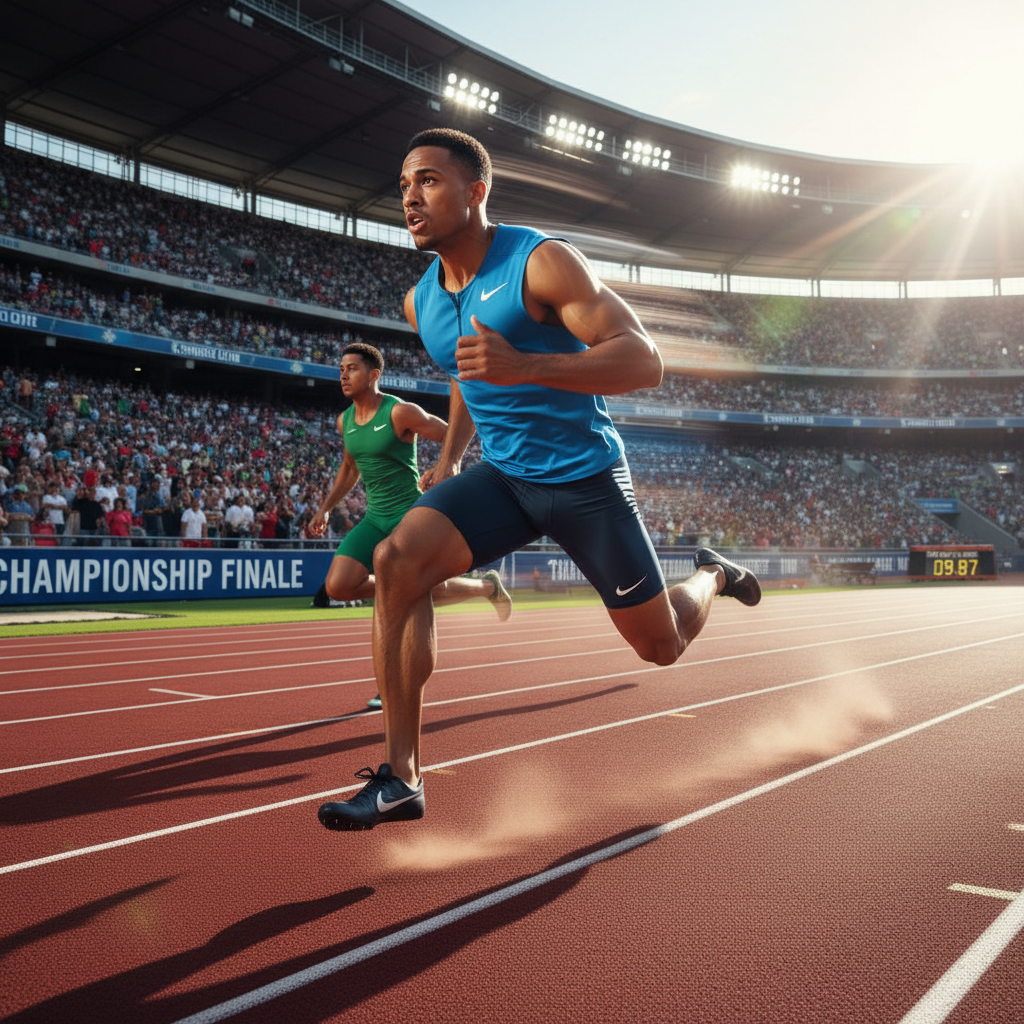 Athlete in motion captured mid-action during a sporting event