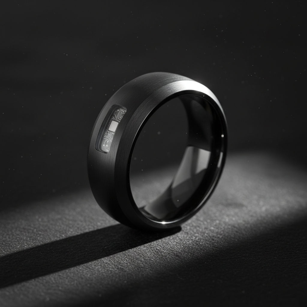 Black DLC titanium luxury watch, deep matte finish, dim spotlight, dark surface