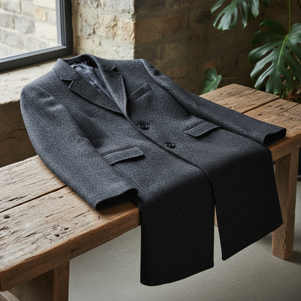 Shadow overcoat black wool editorial product