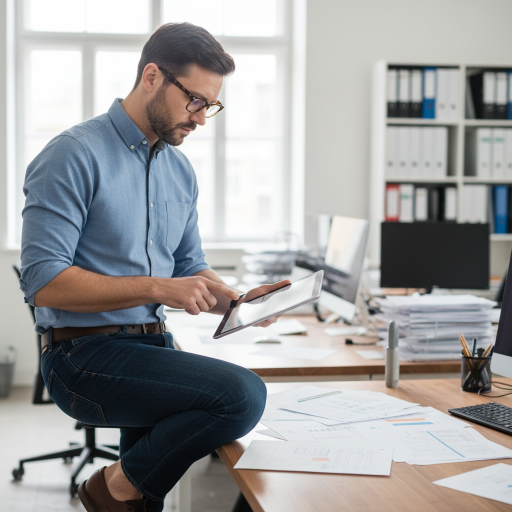 Tom Reinholt, purchasing manager, man with glasses in casual work attire
